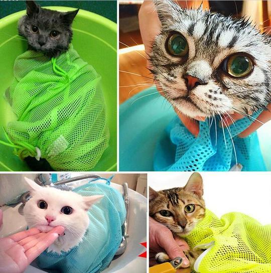 Soft Cat Grooming Shower Mesh Bags