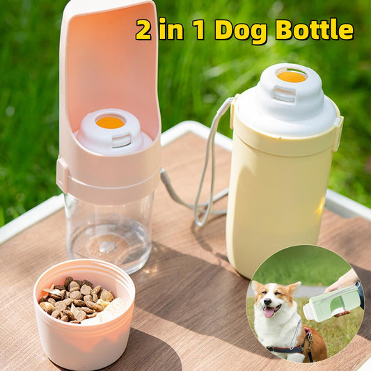 2 In 1 Travel Pet Feeder Water Bottle